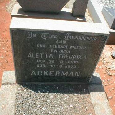 ACKERMAN Aletta Fredrika 1893-1973