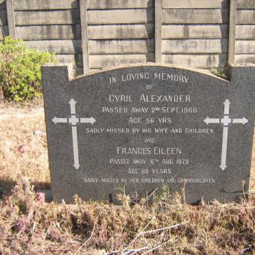 ALEXANDER Cyril -1966 &amp; Frances Eileen -1979