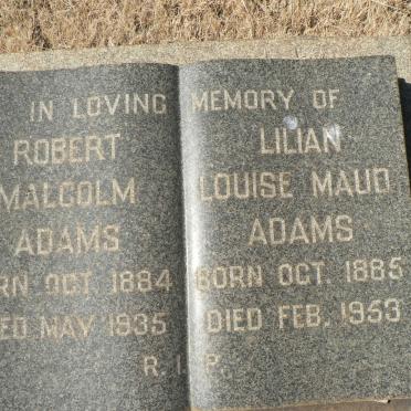 ADAMS Robert Malcolm 1884-1935 &amp; Lilian Louise Maud 1885-1953