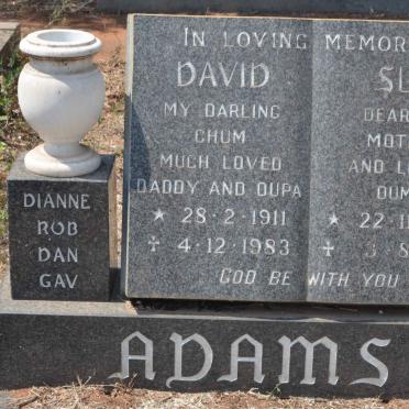 ADAMS David 1911-1983 &amp; Sue 1924-1996