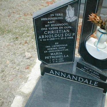 ANNANDALE Christian Arnoldus Du P. 1919-1988 &amp; Maria Petronella 1921-1999