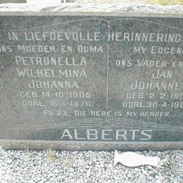 ALBERTS Jan Johannes 1904-1965 &amp; Petronella Wilhelmina Johanna 1905-1976