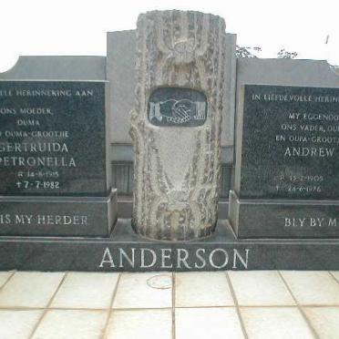 ANDERSON Andrew 1905-1976 &amp; Gertruida Petronella 1915-1982