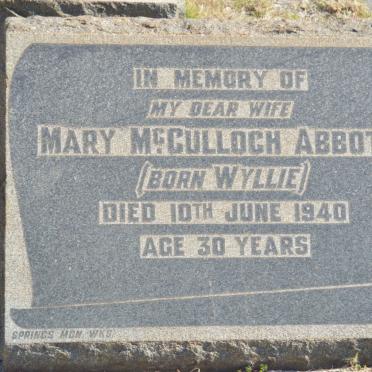 ABBOTT Mary McCulloch nee WYLLIE -1940