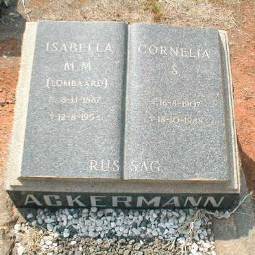 ACKERMANN Isabella M.M. nee LOMBAARD 1887-1954 :: ACKERMANN Cornelia S. 1907-1988