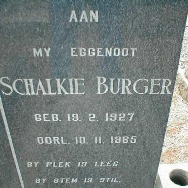 BURGER Schalkie 1927-1965