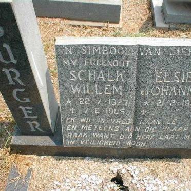 BURGER Schalk Willem 1927-1985 &amp; Elsie Johanna 1933-