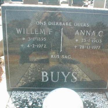 BUYS Willem F. 1895-1972 &amp; Anna C. 1903-1977