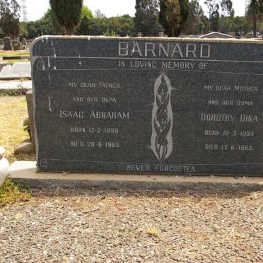 BARNARD Isaac Abraham 1896-1965 &amp; Dorothy Dina 1903-1965