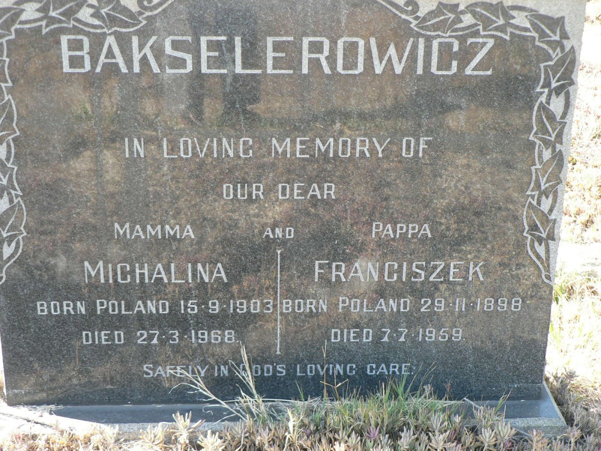 BAKSELEROWICZ Franciszek 1898-1959 &amp; Michalina 1903-1968
