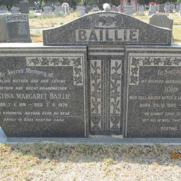 BAILLIE John 1882-1951 &amp; Christina Margaret 1891-1979