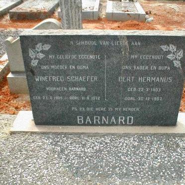 BARNARD Gert Hermanus 1903-1967 &amp; Winefred SCHAEFER formerly BARNARD 1905-1972