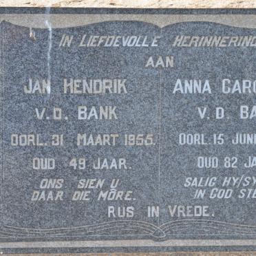BANK Jan Hendrik, v.d. -1955 &amp; Anna Carolina -1994