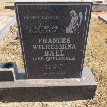 BALL Frances Wilhelmina nee QUELLMALZ 1913-1992