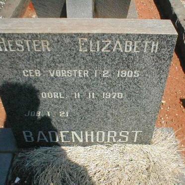 BADENHORST Hester Elizabeth nee VORSTER 1905-1970