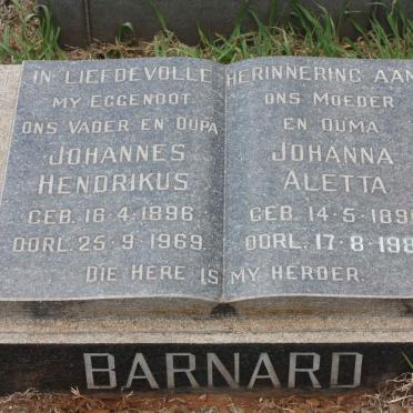 BARNARD Johannes Hendrikus 1896-1969 &amp; Johanna Aletta 1896-1987