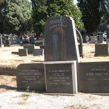 BAINES Leslie 1909-1998 &amp; Margaret Mary 1920-1998 :: BAINES Johan Malcolm 1951-1968