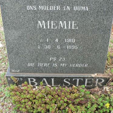 BALSTER Francis 1905-1982 &amp; Miemie 1910-1995
