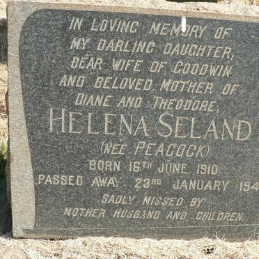 BARRASS John -1964 &amp; Roberta PEACOCK -1965 :: SELAND Helena nee PEACOCK 1910-1949