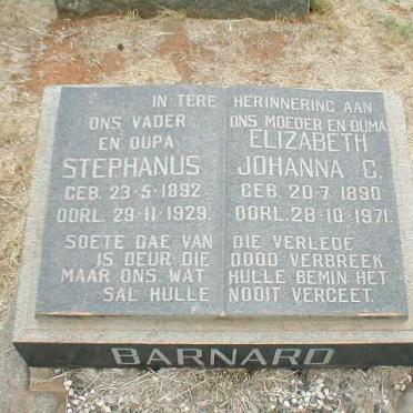 BARNARD Stephanus 1892-1929 &amp; Elizabeth Johanna C. 1890-1971