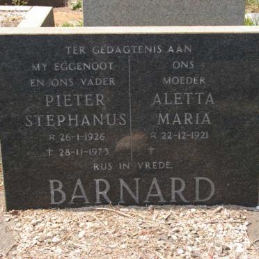 BARNARD Pieter Stephanus 1926-1973 &amp; Aletta Maria 1921-