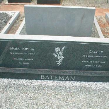 BATEMAN Casper 1910-1979 &amp; Anna Sophia 1924-1997