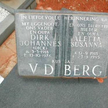 BERG Dirk Johannes, v.d. 1918-1976 &amp; Aletta Susanna 1918-1995