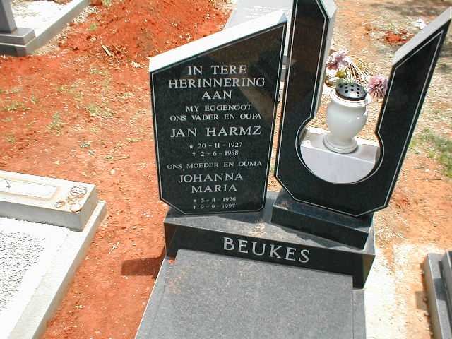 BEUKES Jan Harmz 1927-1988 & Johanna Maria 1926-1997