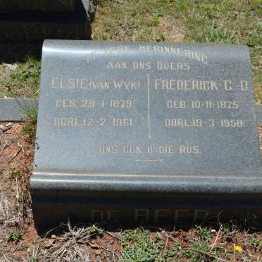 BEER Frederick C.O., de 1875-1958 &amp; Elsie VAN WYK 1879-1961