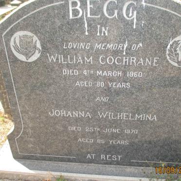BEGG William Cochrane  -1960 &amp; Johanna Wilhelmina  -1970