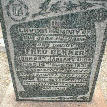 BEKKER Fred 1894-1921