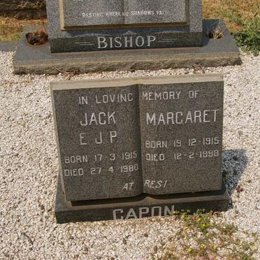 BISHOP Dan 1888-1957 &amp; Annie 1895-1975 :: CAPON Jack E.J.P. 1915-1980 &amp; Margaret 1915-1998