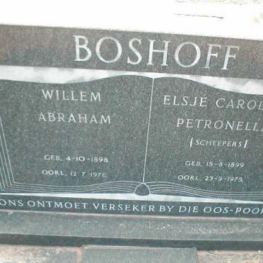 BOSHOFF Willem Abraham 1898-1976 &amp; Elsjé Carolina Petronella SCHEEPERS 1899-1975