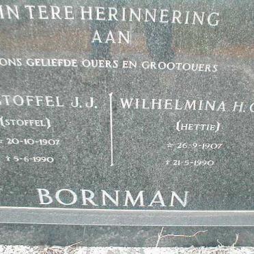 BORNMAN Christoffel J.J.1907-1990 &amp; Wilhelmina H.C.M.1907-1990