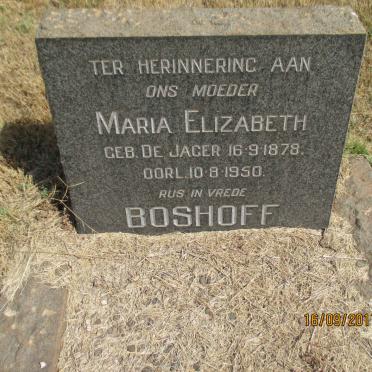 BOSHOFF Maria Elizabeth nee DE JAGER 1878-1950