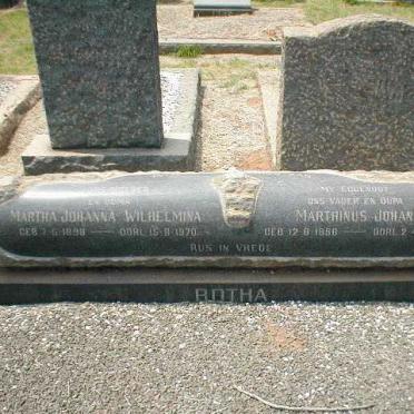 BOTHA Marthinus Johannes 1896-1946 &amp; Martha Johanna Wilhelmina 1898-1970