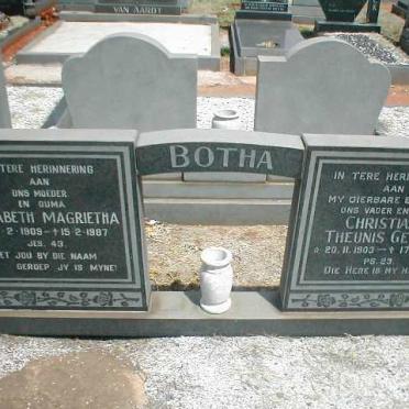 BOTHA Christiaan Theunis Gertze 1903-1979 &amp; Elizabeth Magrietha 1909-1987