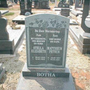 BOTHA Mattheus Petrus 1917-2001 &amp; Stella Elizabeth 1925-1996