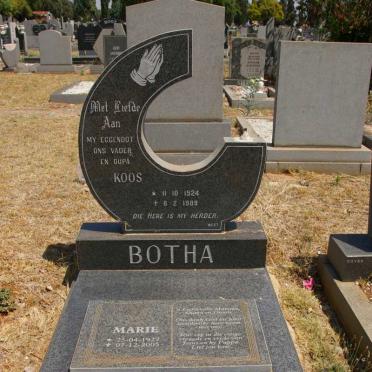 BOTHA Koos 1924-1989 &amp; Marie 1927-2005
