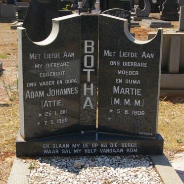BOTHA Adam Johannes 1911-1989 &amp; M.M.M. 1906-1994
