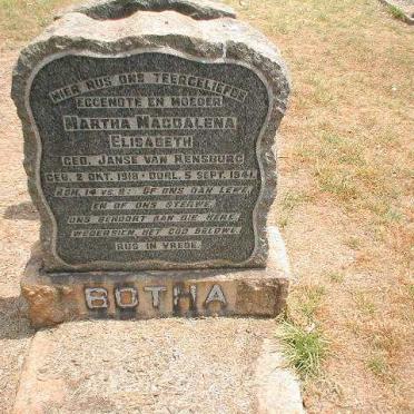 BOTHA Martha Magdalena Elizabeth nee JANSE VAN RENSBURG 1918-1941