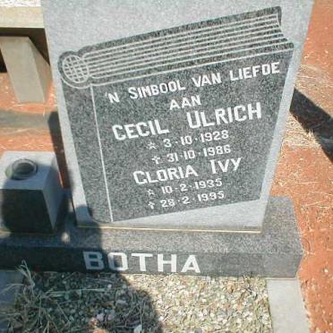 BOTHA Cecil Ulrich 1928-1986 &amp; Gloria Ivy 1935-1995