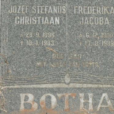 BOTHA Jozef Stefanus Christiaan 1896-1983 &amp; Frederika Jacoba 1900-1989