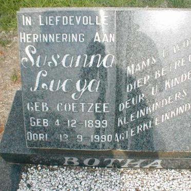 BOTHA Susanna Lucya nee COETZEE 1899-1990