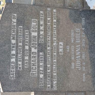 BOLD Richard John 1892-1952 &amp; Johanna 1897-1985