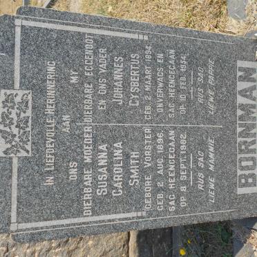BORNMAN Johannes Gysbert 1894-1954 &amp; Susanna Carolina SMITH nee VORSTER 1896-1982