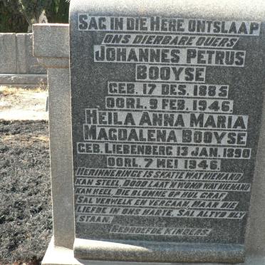 BOOYSE Johannes Petrus 1885-1946 &amp; Heila Anna Maria Magdalena LIEBENBERG 1890-1946