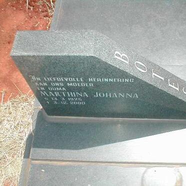 BOTES Marthina Johanna 1925-2000