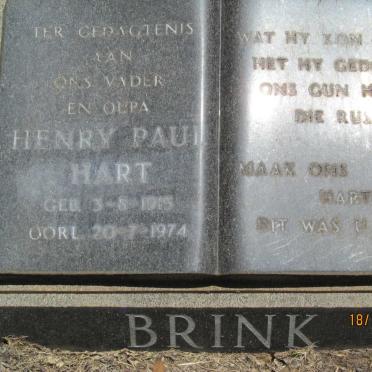 BRINK Henry Paul Hart 1915-1974