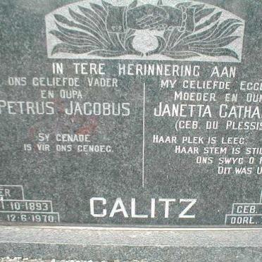 CALITZ Petrus Jacobus 1893-1970 &amp; Janetta Catharina DU PLESSIS 1894-1964